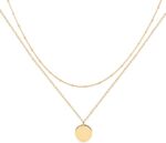 Mevecco Layered Heart Necklace Pendant Handmade 18k Gold Plated